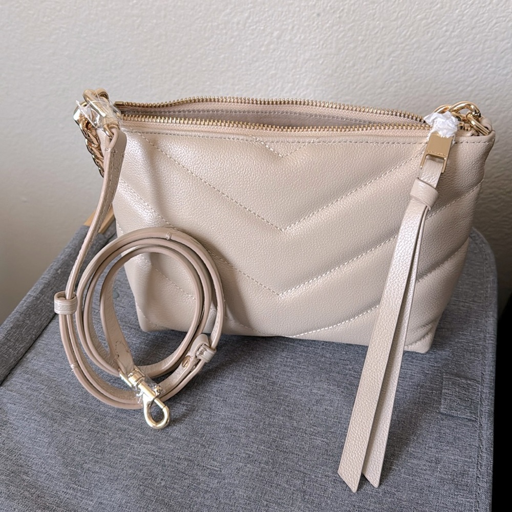 Rebecca Minkoff small Edie crossbody with chain - latte - beige